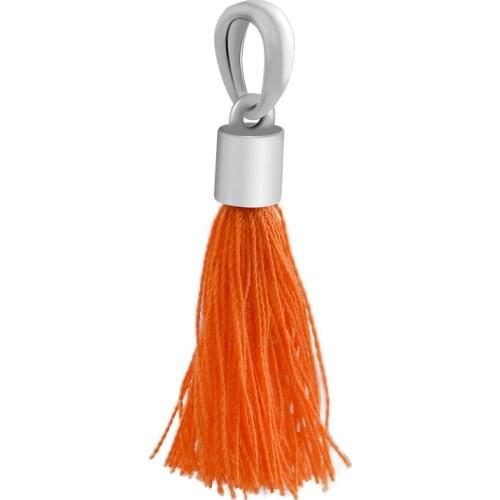 CKK Orange Fabric Tassel Charm Bead Fit Original Bracelets sterling silver jewelry woman DIY beads for jewelry making