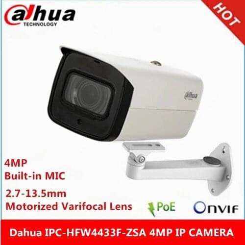 Dahua IPC-HFW4433F-ZSA 4MP Starlight Camera 2.7mm ~13.5mm varifocal motorized lens IR80M built-in MIC poe IP Camera