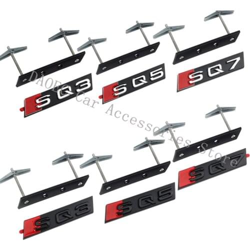 For Audi SQ3 SQ5 SQ7 Q3 Q5 Q7 Car 3D ABS Decal Sticker Car Front Grill Honeycomb Screw Badge Emblem Styling Stickers Accessories