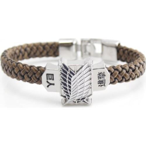 Cosplay Anime Attack-On-Titan Figure Toys Action Figure Leather Rope Woven Bracelet Fans Cosplay Collection Gift