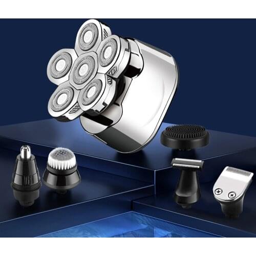 6 in 1 Electric Razor Shaver Rechargeable Waterproof Hair Trimmer Groomer for Men bald head shaving machine Beard Nose Clipper