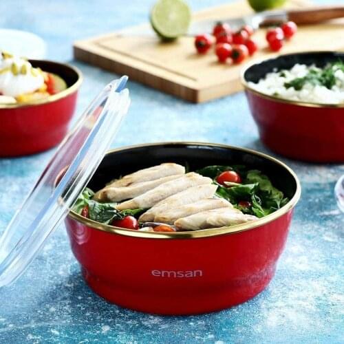 Emsan Troy Enamel 3-Piece Storage Box Red