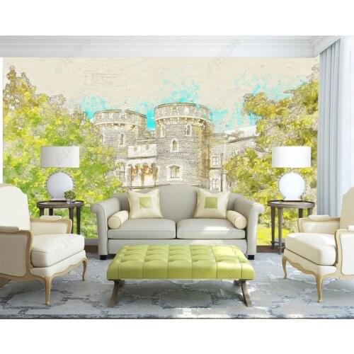 Wallpaper photo 3 d custom mural European retro castle watercolor style Living room decoration Wallpaper for walls in rolls