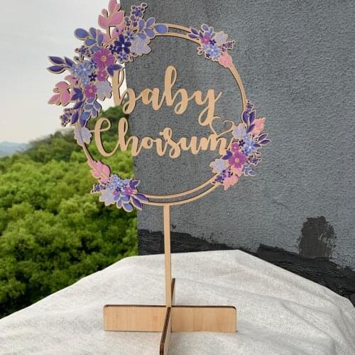 Name ornament letter logo customized three-dimensional character wreath frame wooden standing wedding jewelry Photo Props