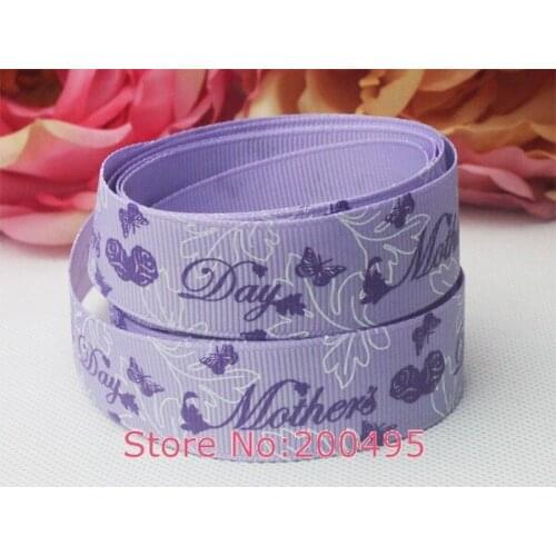 [IuBuFiGo] 7/8" Mothers Day Grosgrain Printed Ribbon Gift Packing Tape 100 yard/lot Free Shipping 22mm Purple ribbon