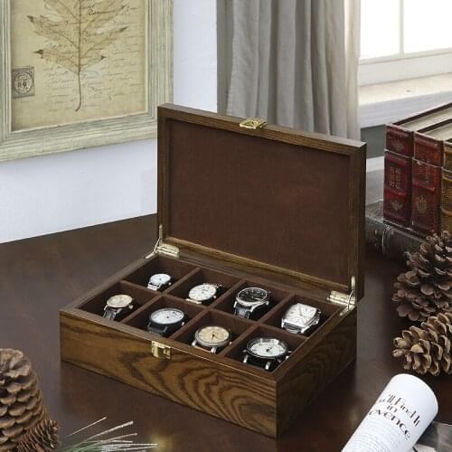 8 grid solid wood creative retro jewelry box watch box