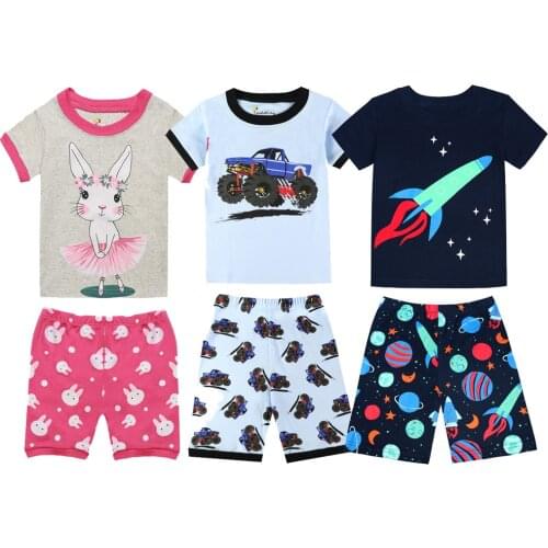 Summer Pajamas Children Pajamas Suit Boys Sleepwear Baby Boy Clothing Bottom T-Shirts Kids Pyjamas Home Sport Suit Clothes