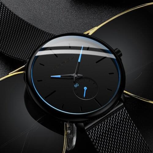 Fashion Man Watches CRRJU Ultra Thin Luxury Quartz Watch Men 2021 Casual Slim Mesh Belt Waterproof Sport Watch Relogio Masculino