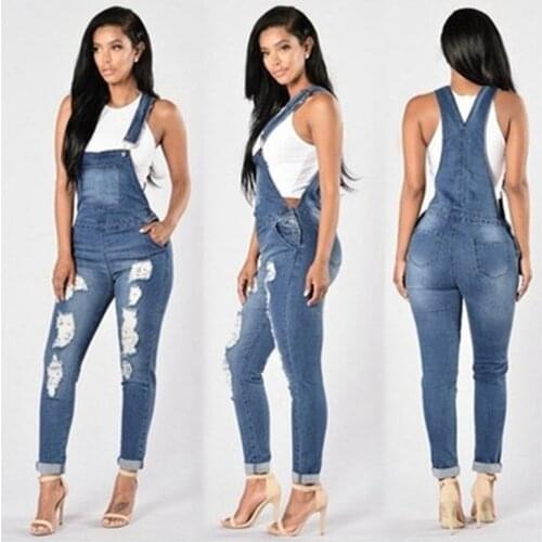2019 Summer Womens Denim Jumpsuits Overalls Sexy Jeans ladies Spring Office Casual Pocket Pencil Pants Elegant Jeans Jumpsuit