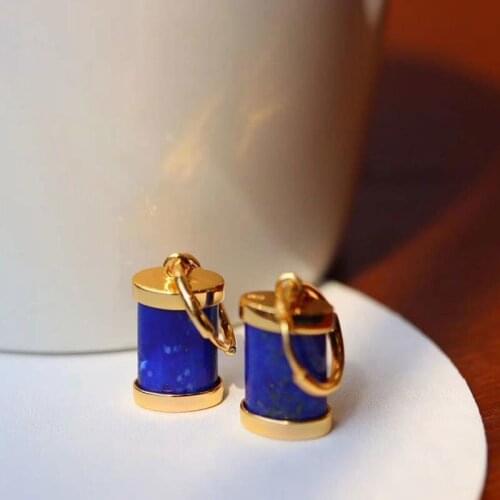 New original lapis lazuli earrings Chinese retro designer craftsmanship charm light luxury elegant womens silver jewelry