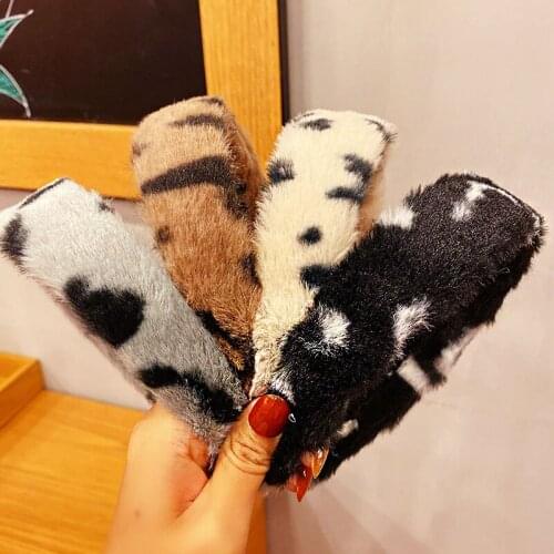 New Women Elegant Print Leopard Plush Hairbands Winter Sweet Hair Decorate Headband Headwear Hair Hoop Fashion Hair Accessories