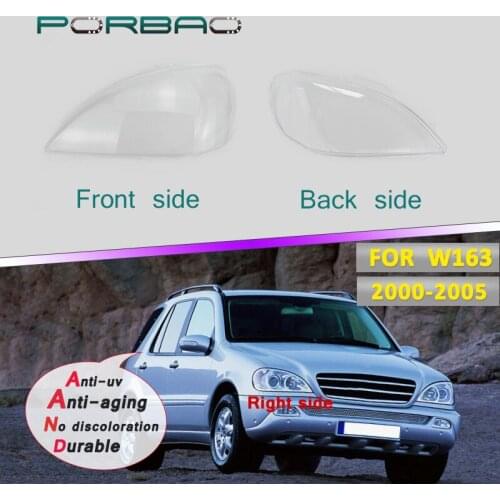 Headlight Transparent Glass Lens Cover for Benz W163 ML320 ML350 ML500 Headlamp Clear Auto-Shell Cover 2000-2005 Replacement DIY