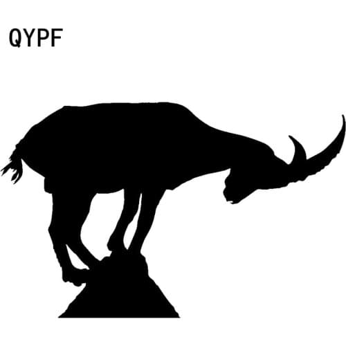 QYPF 20cm*12.4cm Goat Looks Down At The Foot Of Mountain Vinyl Car Sticker Friendly Window Decal C18-0290