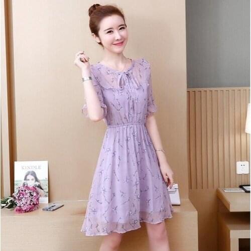 Floral chiffon dress 2021 fashion new spring and summer loose ladies French temperament western style casual womens dress