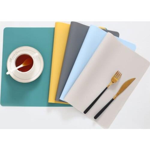 40X30cm Silicone Placemats For Dining Table Solid Color Rectangle Table Mat Heat Insulation Waterproof Coaster Pads Cookware