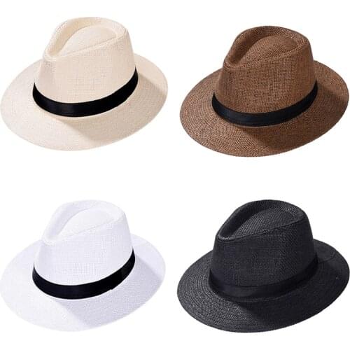 Imixlot Simple Classic Unisex Summer Straw Cowboy Hat Outdoor UV Protection Beach Retro Foldable Travel Brim Wide Couple Cap