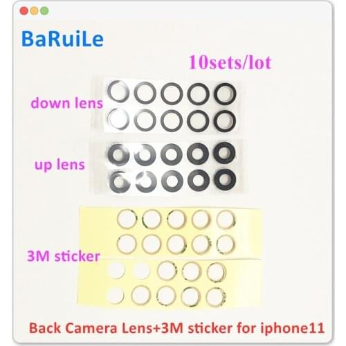 BaRuiLe 10sets Back Camera Glass Lens for iPhone 11 Pro Max 12 Pro Max Rear Cam Cover Ring 3M Sticker Adhesive Replacement Parts