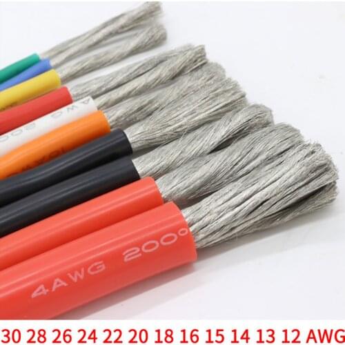 1M/5M 30 28 26 24 22 20 18 16 15 14 13 12 AWG Heat-resistant cable Ultra Soft Silicone Wire Copper Flexible High Temperature