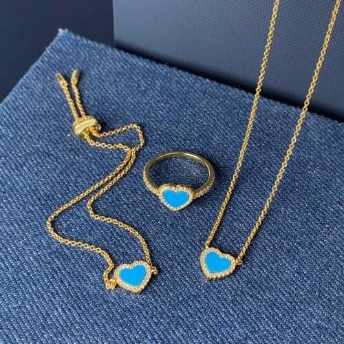 UMGODLY Fashion Brand Necklace Gold Color Blue Love Heart Pendant An Afternoon At The Beach Series Women Jewelry