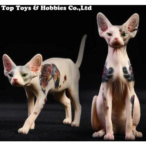 In stock 1/6 Scale Jxk026 Tattooed Hairless Cat Sphinx Model Animal Figure Toys For Gift Collectible Statue