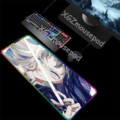 XGZ Large RGB Mouse Pad Exquisite Black Lock Edge Pop Japanese Anime Custom Office Computer Desk Mat Colorful Rubber Non-slip