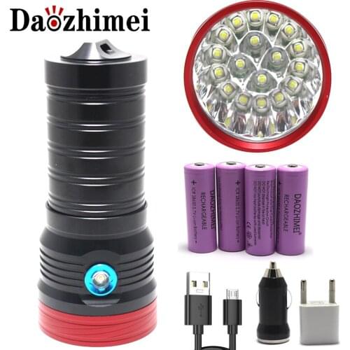 5000LM XM-L18xT6 Powerful Waterproof Tactical LED Flashlight 4 Modes USB Rechargeable +4*18650 battery + Charger