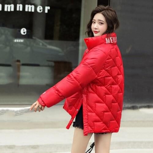 2020 Womens Thick Winter Coat Loose Stand Collar Female Fashion Short Jacket Coat Down Cotton Outerwear Casaco Feminino Parkas