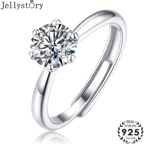 Jellystory luxury charm rings for women S925 sterling silver 1 carat moissanites fine jewelry ring wedding engagement party gift
