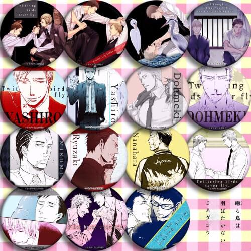 1pcs 58MM Anime Badge BL Comic Yonedakou Chikara Yashiro Ryuzaki Button BADGE Pins Pin Fans BROOCH