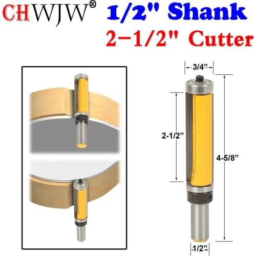 1Pc 1/2" Shank Pattern/Flush Trim Router Bit, 2-1/2" Cutter, Top & Bottom Bearing For Woodworking Cutting Tool