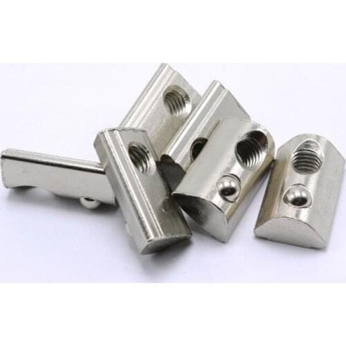 100pcs Slot Spring Ball Nuts M3 M4 M5 M6 T Spring Nuts Half Round Elasticity Nuts for 2020 Series Aluminum Profile Extrusions