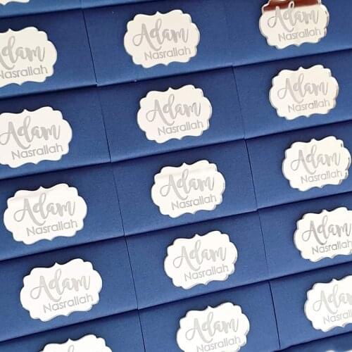 12Pcs Personalized Acrylic Mirror Chocolate Bars Favors Custom Name Design Baby Shower Gift Decoration Baptism Wedding Supplies