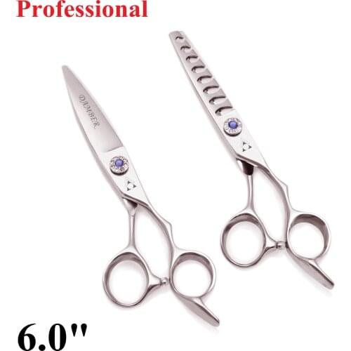 6.0 Hair Scissors Professional High Quality Hairdressing Scissors Barber Thinning Scissors 440C Japanese Steel Cut Shears 9022