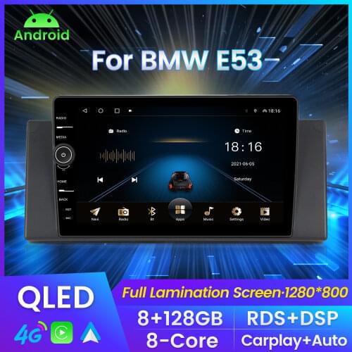 6G 128G Android 10.0 QLED DSP48EQ RDS Carplay For BMW X5 E53 E39 GPS stereo audio navigation multimedia screen head unit mic