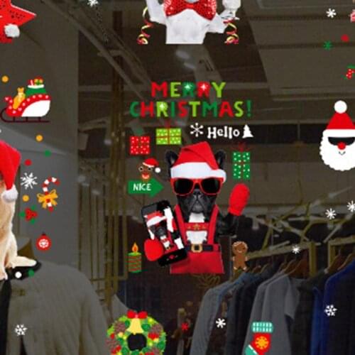 9Pcs Decorative PVC Christmas Glass Stickers Waterproof Winter Holiday Electrostatic Stickers Fridge Door Stickers for Home