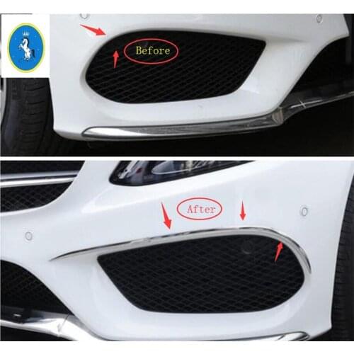Yimaautotrims Auto Accessory Front Fog Lights Lamp Eyelid Eyebrow Cover Trim For Mercedes Benz C Class W205 Sedan 2015 - 2018