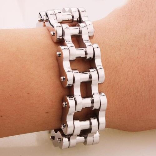 Fashion Cool Bracelet For Men 316L Stainless Steel Biker Bicycle Link Bracelet Hiphop Men Jewelry 18/22mm 9 inch