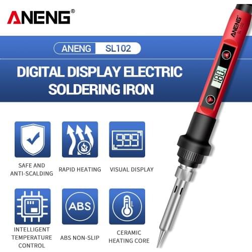 EU Plug 220V 60W Digital Electric Soldering Iron Temperature Adjustable 220V 110V Welding Tool Ceramic Heater Soldering Tips
