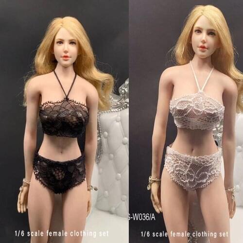 CJG-036 1/6 Scale Female Lace Underwear Panties Set Black/White Clothes Accessories for 12'' Action Figure Dolls In Stock