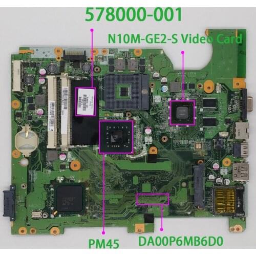 For HP CQ61 CQ61-300 CQ61-400 Series 578000-001 DA00P6MB6D0 PM45 PC NoteBook Laptop Motherboard Mainboard Tested