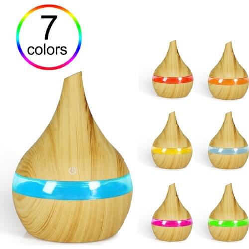 300ml Electric Humidifier Essential Aroma Oil Diffuser Wood Grain Air Humidifier USB Rechargeable Mini Mist Maker LED Light