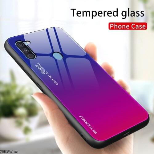 Gradient Tempered Glass Phone Case For Samsung Galaxy A11 A31 Cover Case Samsun A11 A31 A 11 A42 S21 Ultra Protective Case Funda