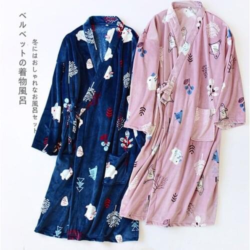 Autumn Winter Velvet WomenS Kimono Dressing Gown Long Style Belted Bathrobe Heavy Household Dressing Gown Bathrobe пижама