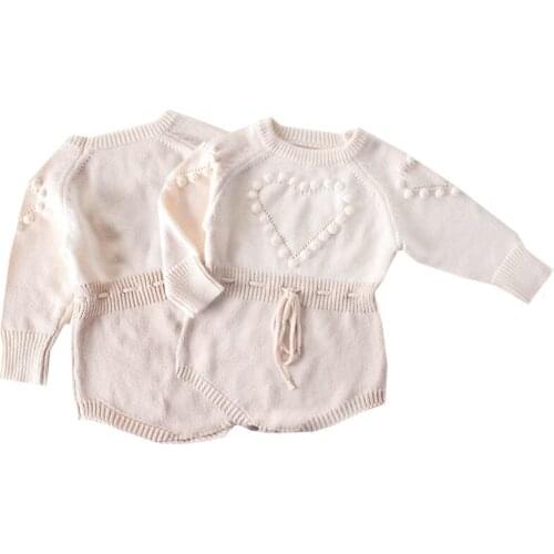 Newborn Baby Girl Knitting Jumpsuit Autumn Winter Baby Girls Clothes Toddler Baby Girl Romper Splicing Knitting Long Sleeve