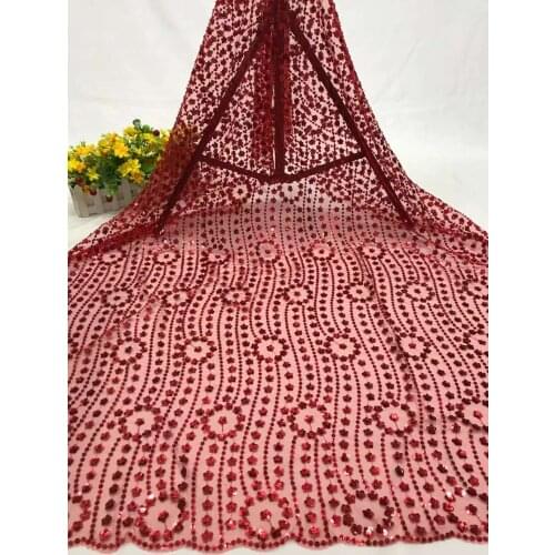 Beauty Lace Fabric Flower Sequins Tulle Embroidery Craft Sewing For DIY Design Evening Party Wedding Bridal Gown Dress 5 Yards