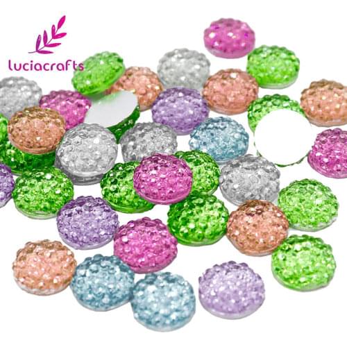 Lucia Crafts 50/100pcs Mixed Rhinestone 10mm Resin Round Flatback Beads DIY Crafts Accessories D1203