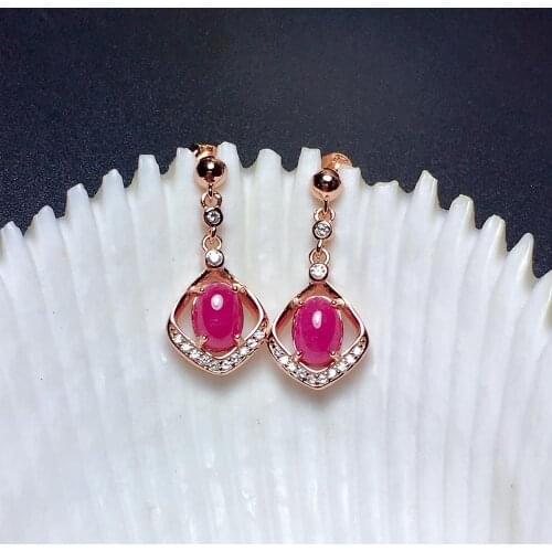The Best Birthday Gift Ruby Earring Natural And Real 925 Sterling Silver Ruby Earring Fashion