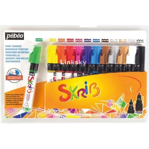 Pebeo Skrib Water-based poster paint markers,Gouache base eau,WATERCOLOUR,AQUARELLABLE,Childrens painting markers