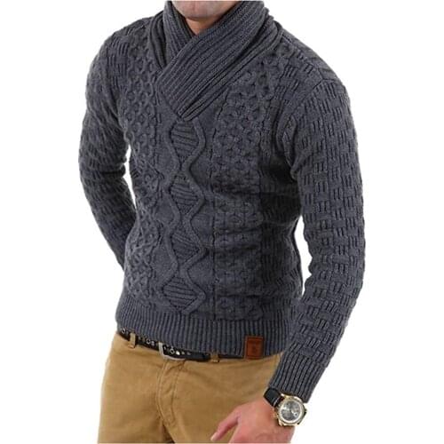 Sweater Men 2020 Autumn Winter New Mens Solid Color Pattern Woven Turtleneck Pullovers Thick Style Full Warm Mens Sweater