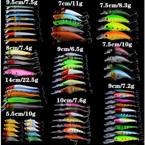 New Arrival 66pcs/lot Fishing Lures Set Mixed Quality Good 10 Models Hard Baits Mix 66 Different Colors Plastic Fishing Tackle
